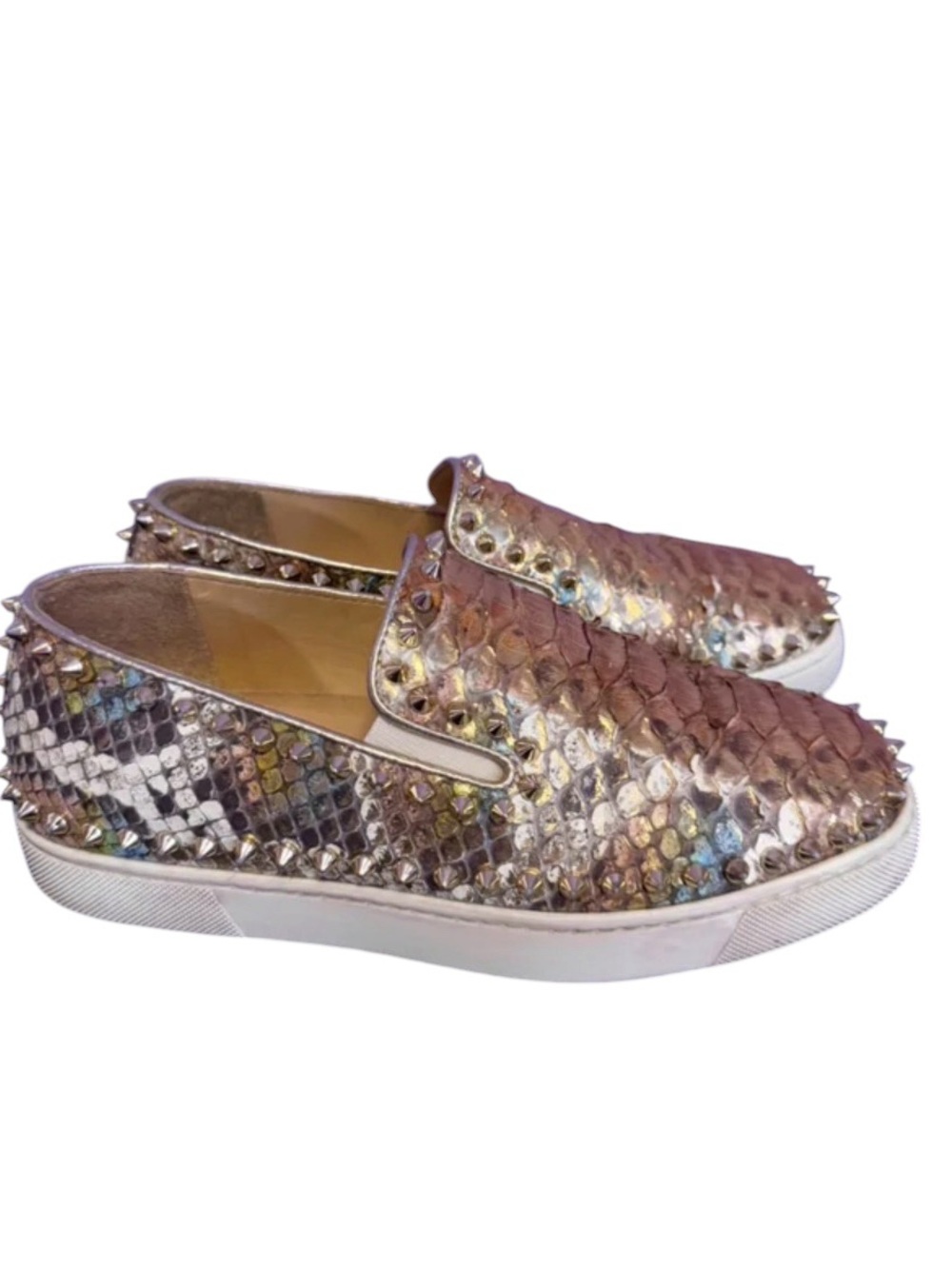Christian lo golden spikes loafers
